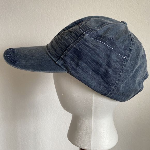 FLYING FISHERMAN Ball Cap Denim Blue Cotton Embroidered MARLIN Adjustable Hat - Picture 4 of 11